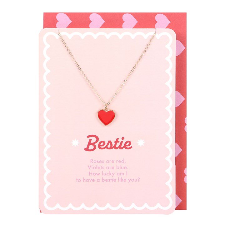Bestie Enamel Heart Necklace Greeting Card | Inspired Creative Gifts | UK Supplier