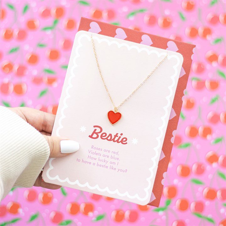 Bestie Enamel Heart Necklace Greeting Card | Inspired Creative Gifts | UK Supplier