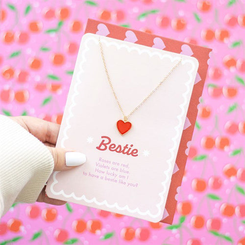 Bestie Enamel Heart Necklace Greeting Card | Inspired Creative Gifts | UK Supplier