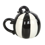 Black and White Striped Pumpkin Lidded Mug | Inspired Creative Gifts | UK Supplier