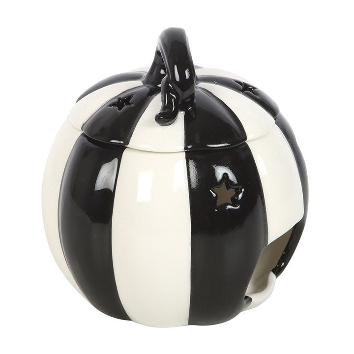 Black and White Striped Pumpkin Oil Burner | Inspired Creative Gifts | UK Supplier