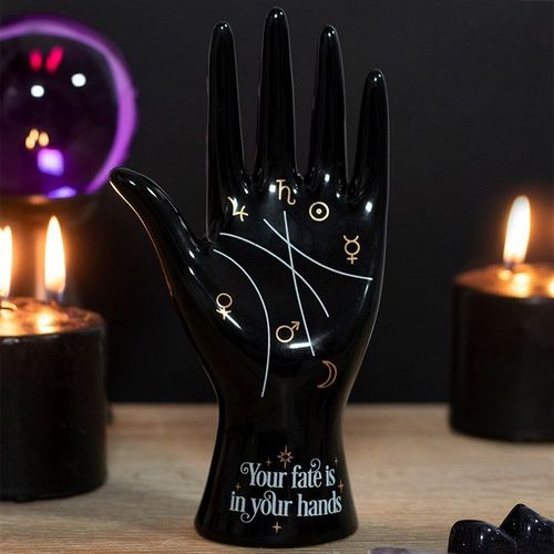 Black Ceramic Palmistry Hand Ornament | Inspired Creative Gifts | UK Supplier