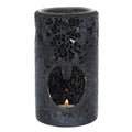 Black Crackle Glass Pillar Oil Burner and Wax Warmer | Inspired Creative Gifts | UK Supplier