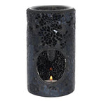 Black Crackle Glass Pillar Oil Burner and Wax Warmer | Inspired Creative Gifts | UK Supplier