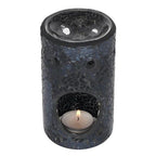 Black Crackle Glass Pillar Oil Burner and Wax Warmer | Inspired Creative Gifts | UK Supplier