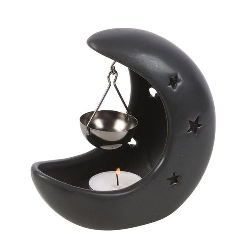 Black Crescent Moon Hanging Oil Burner | Inspired Creative Gifts | UK Supplier