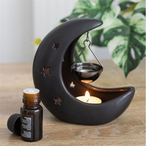 Black Crescent Moon Hanging Oil Burner | Inspired Creative Gifts | UK Supplier