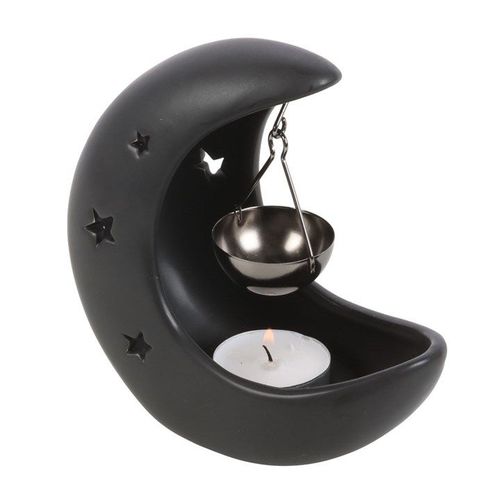 Black Crescent Moon Hanging Oil Burner | Inspired Creative Gifts | UK Supplier
