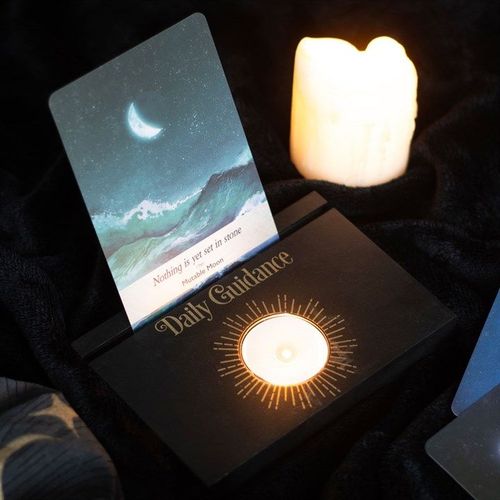 Black Daily Guidance Tarot Card Stand Tealight Holder | Inspired Creative Gifts | UK Supplier