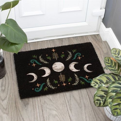Black Dark Forest Moon Phase Doormat | Inspired Creative Gifts | UK Supplier
