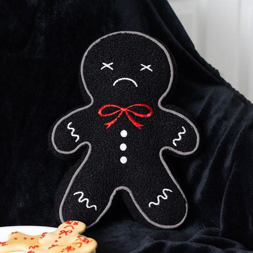 Black Gingerdead Man Boucle Cushion | Inspired Creative Gifts | UK Supplier