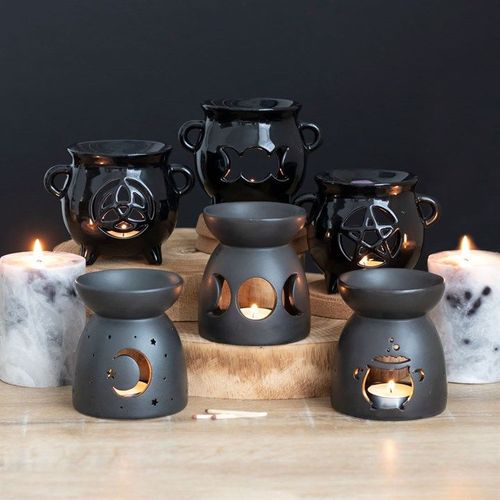 Black Mystical Moon Cut Out Oil Burner | Inspired Creative Gifts | UK Supplier