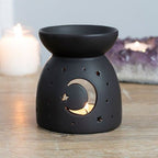 Black Mystical Moon Cut Out Oil Burner | Inspired Creative Gifts | UK Supplier