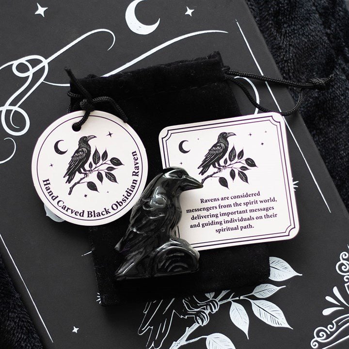 Black Obsidian Raven Ornament in a Bag | Inspired Creative Gifts | UK Supplier