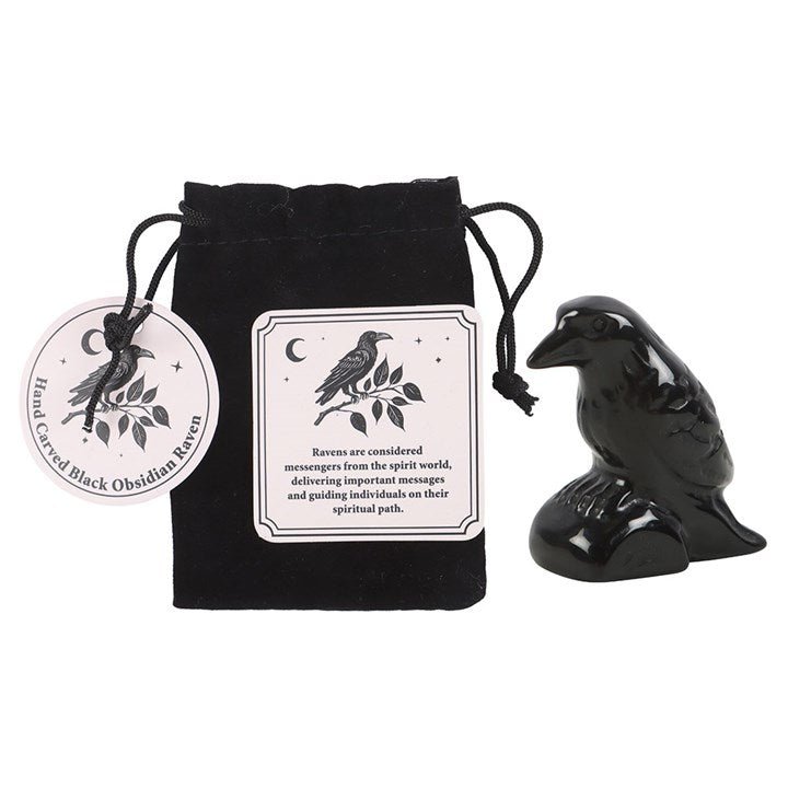 Black Obsidian Raven Ornament in a Bag | Inspired Creative Gifts | UK Supplier