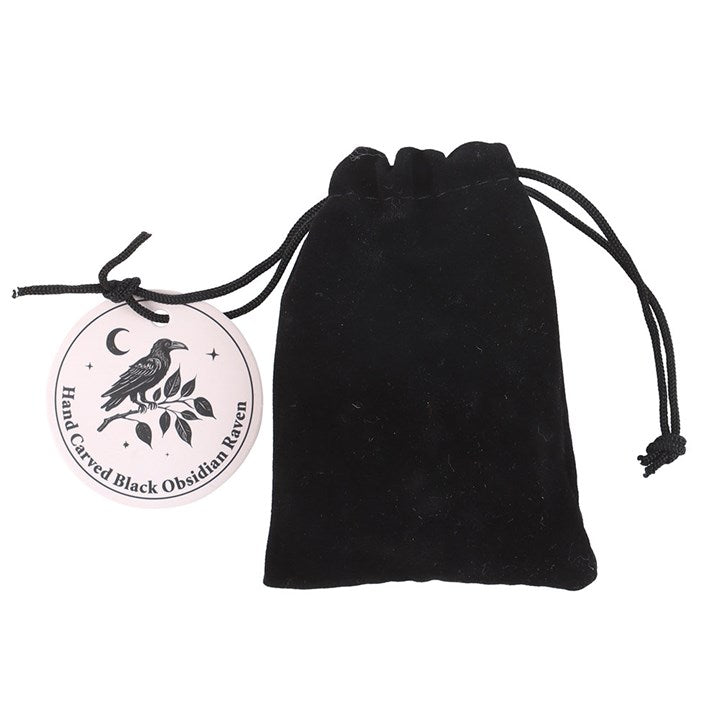 Black Obsidian Raven Ornament in a Bag | Inspired Creative Gifts | UK Supplier