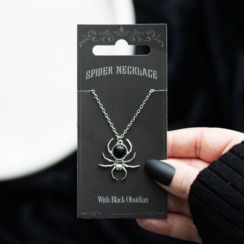 Black Obsidian Spider Pendant Necklace | Inspired Creative Gifts | UK Supplier