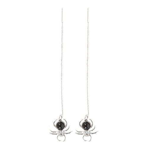 Black Obsidian Spider Threader Earrings | Inspired Creative Gifts | UK Supplier