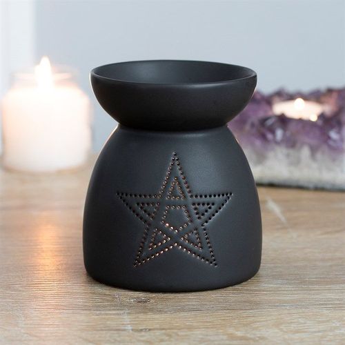 Black Pentagram Cut Out Oil Burner | Inspired Creative Gifts | UK Supplier