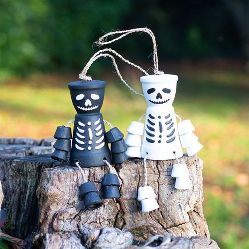 Black Skeleton Terracotta Pot Man | Inspired Creative Gifts | UK Supplier
