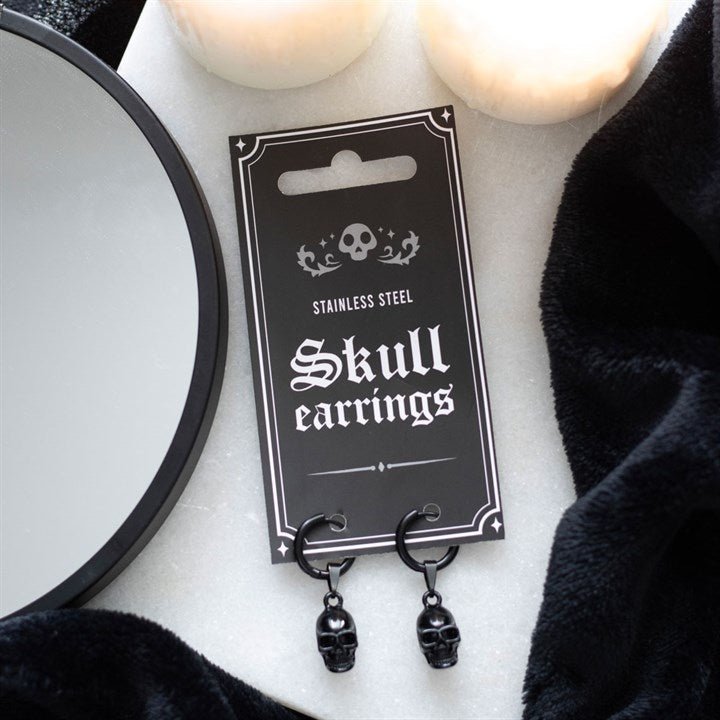 Black Stainless Steel Skull Earrings | Inspired Creative Gifts | UK Supplier