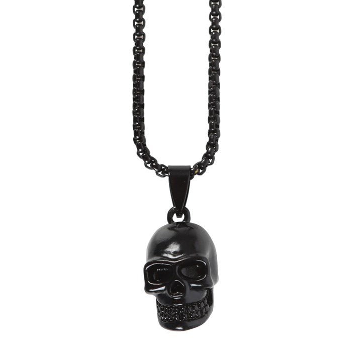Black Stainless Steel Skull Necklace | Inspired Creative Gifts | UK Supplier
