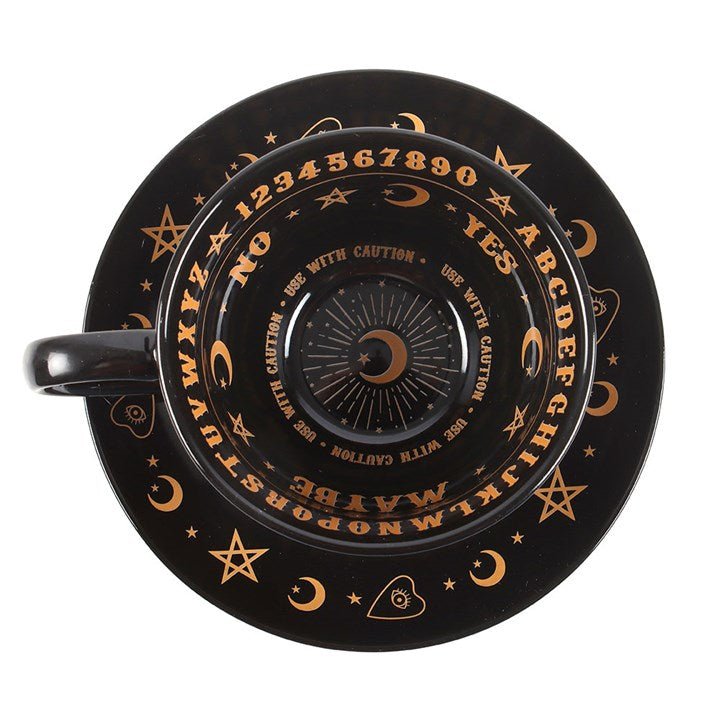 Black Talking Board Teacup and Saucer | Inspired Creative Gifts | UK Supplier