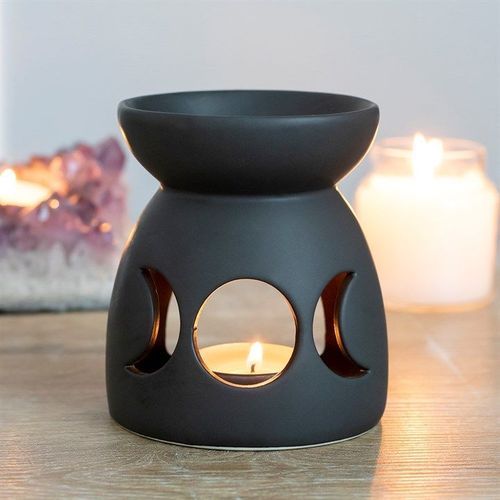 Black Triple Moon Cut Out Oil Burner | Inspired Creative Gifts | UK Supplier