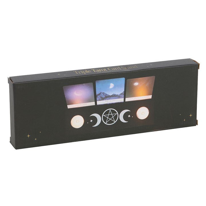 Black Triple Moon Tarot Card Stand Tealight Holder | Inspired Creative Gifts | UK Supplier