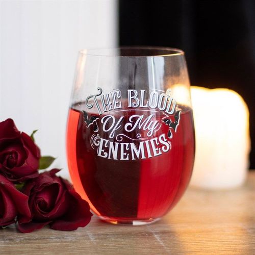 Blood Of My Enemies Stemless Wine Glass | Inspired Creative Gifts | UK Supplier
