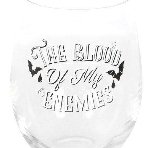 Blood Of My Enemies Stemless Wine Glass | Inspired Creative Gifts | UK Supplier