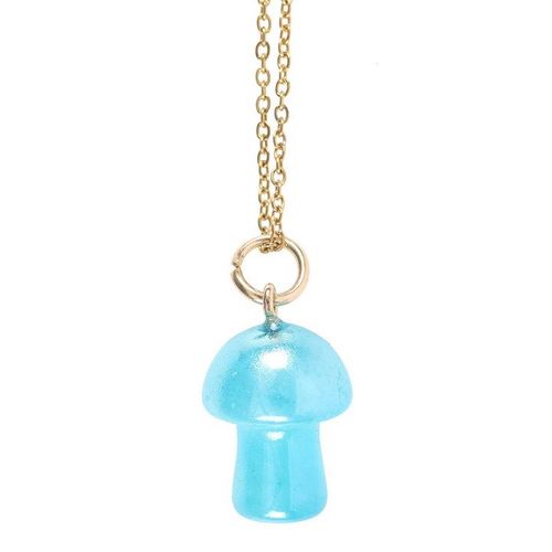 Blue Aura Crystal Mushroom Necklace Greeting Card | Inspired Creative Gifts | UK Supplier