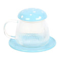 Blue Glass Mushroom Mug and Saucer | Inspired Creative Gifts | UK Supplier
