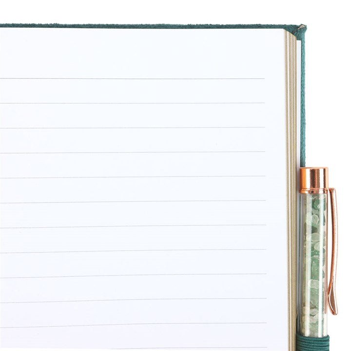 Book of Abundance Journal with Green Aventurine Crystal Pen | Inspired Creative Gifts | UK Supplier