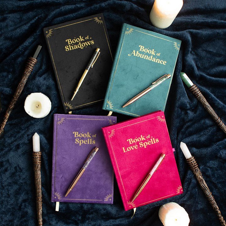 Book of Shadows Journal with Black Obsidian Crystal Pen | Inspired Creative Gifts