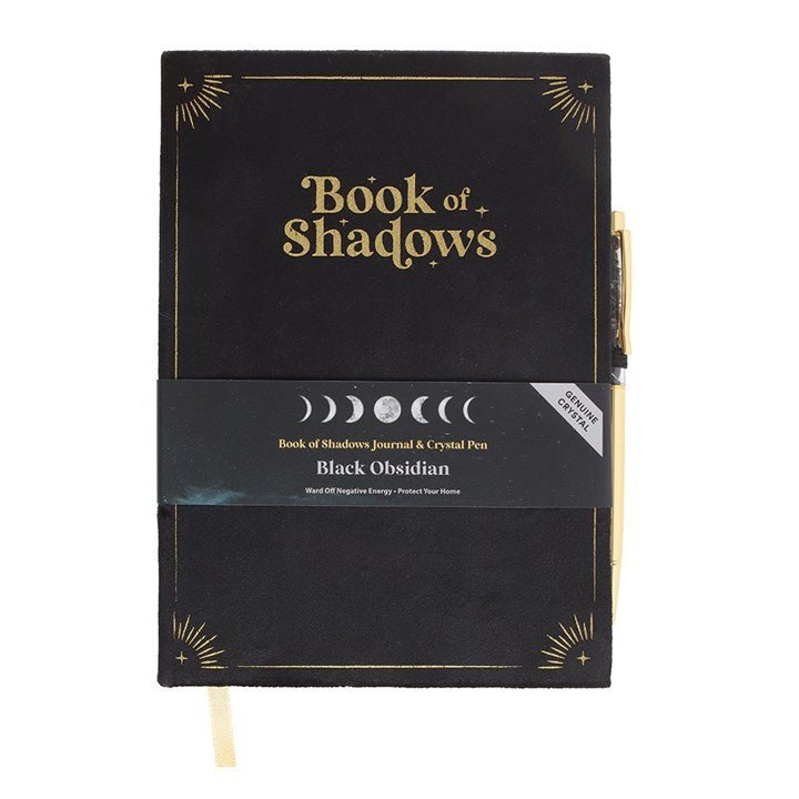 Book of Shadows Journal with Black Obsidian Crystal Pen | Inspired Creative Gifts