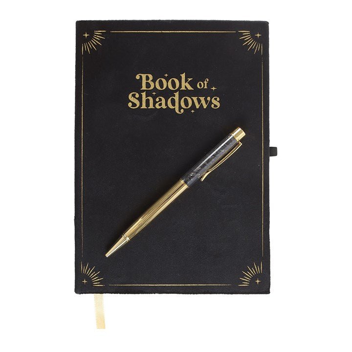 Book of Shadows Journal with Black Obsidian Crystal Pen | Inspired Creative Gifts
