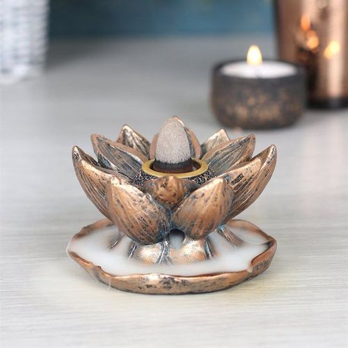 Bronze Lotus Backflow Incense Burner | Inspired Creative Gifts | UK Supplier