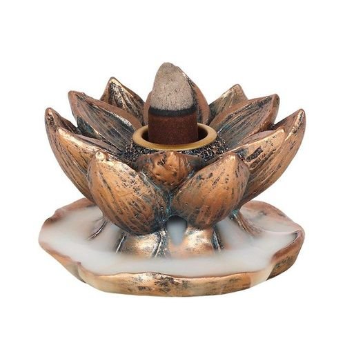 Bronze Lotus Backflow Incense Burner | Inspired Creative Gifts | UK Supplier