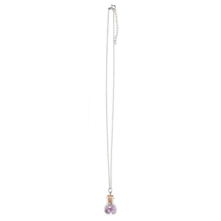 Calming Amethyst Crystal Chip Potion Bottle Necklace | Inspired Creative Gifts | UK Supplier