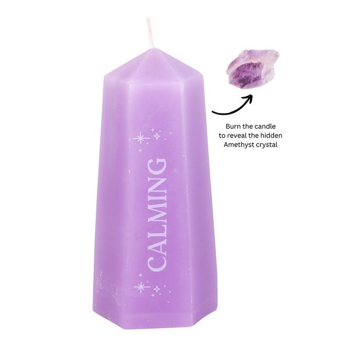Calming Crystal Candle with Rough Amethyst | Inspired Creative Gifts | UK Supplier