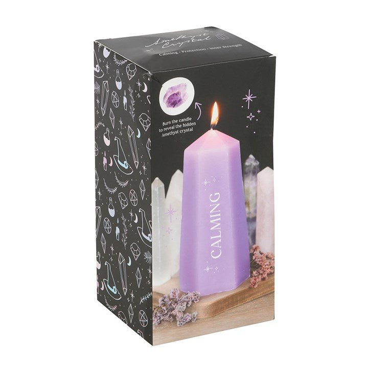 Calming Crystal Candle with Rough Amethyst | Inspired Creative Gifts | UK Supplier
