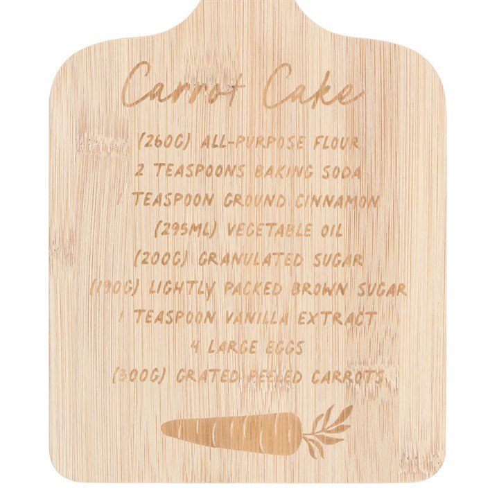 Carrot Cake Recipe Bamboo Serving Board | Inspired Creative Gifts | UK Supplier