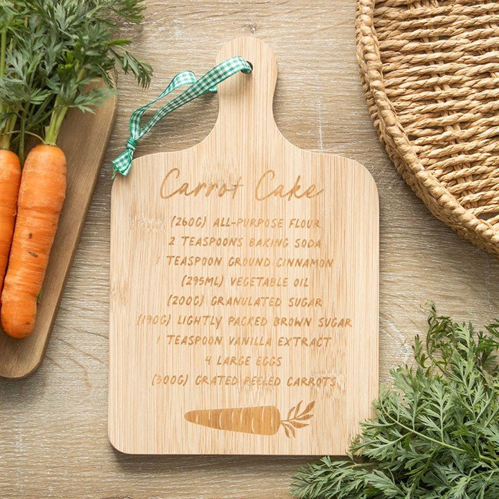 Carrot Cake Recipe Bamboo Serving Board | Inspired Creative Gifts | UK Supplier