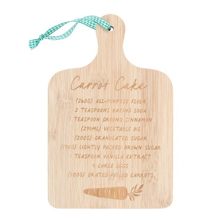 Carrot Cake Recipe Bamboo Serving Board | Inspired Creative Gifts | UK Supplier
