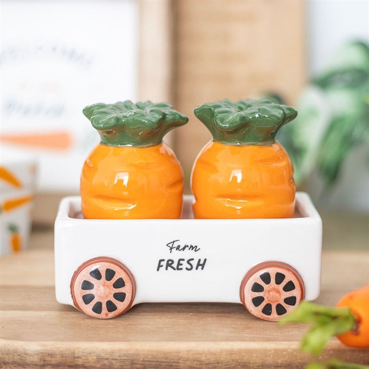 Carrot Salt and Pepper Shakers in Wagon | Inspired Creative Gifts | UK Supplier