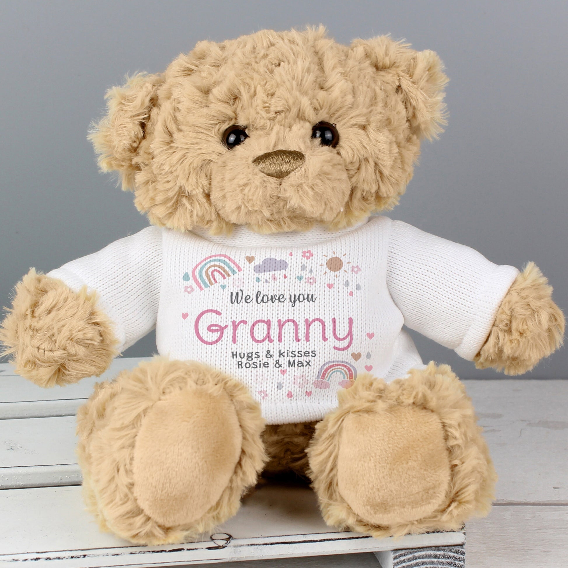 Personalised Rainbows & Sunshine Teddy Bear, ideal for Birthdays, Weddings, 18th or 21st Birthdays - Teddy Bear - Inspired Creative Gifts