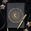 Astrology Wheel Journal with Black Obsidian Pen | Notebook