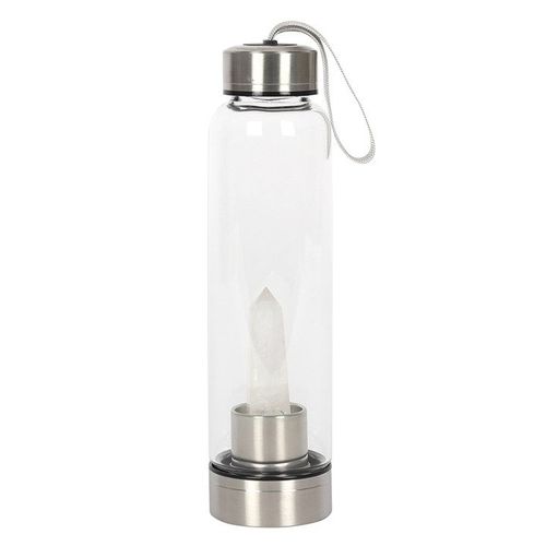 Clear Quartz Energising Glass Water Bottle | Inspired Creative Gifts | UK Supplier