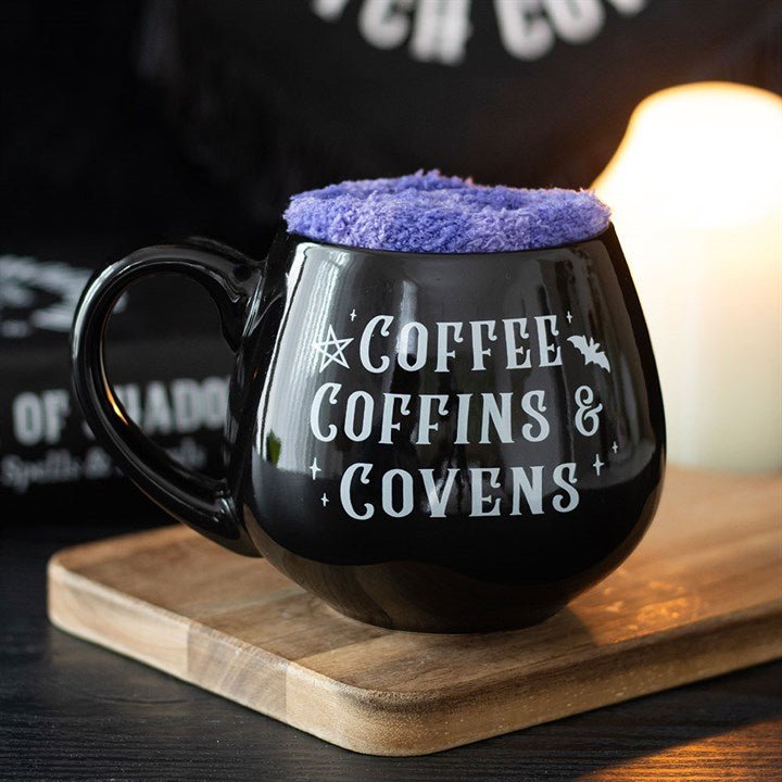 Coffee, Coffins & Covens Mug and Socks Set | Inspired Creative Gifts | UK Supplier